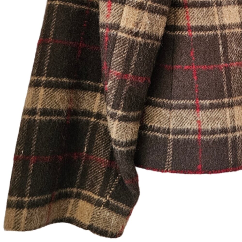 Petite Sophisticate Plaid Lined Wool Zip Jacket | Like New | 2P | Brown Tan Red - Picture 7 of 16